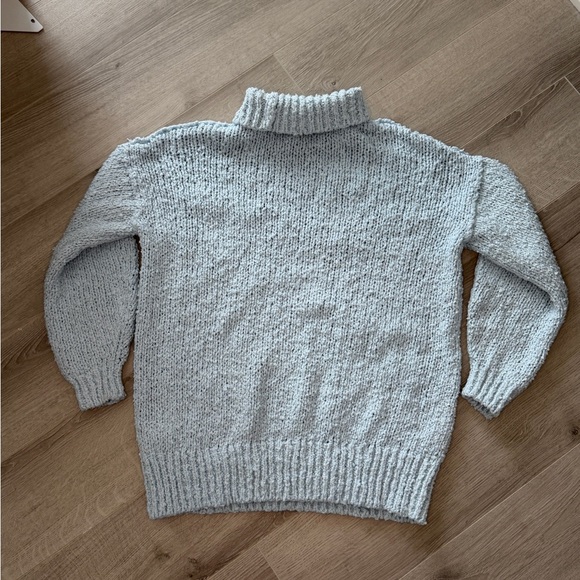 Anthropologie Chunky Knit Turtleneck Sweater Blue Oversized Small - Picture 4 of 7